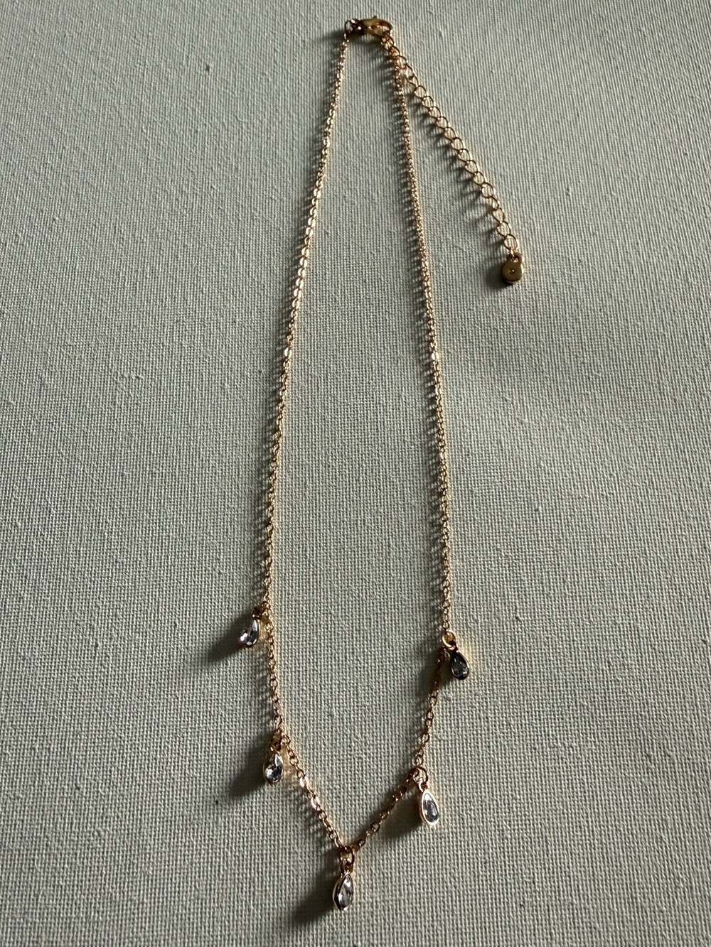 NEW Nordstrom Gold Plated Teardrop Pendant Necklace with Clear Crystals